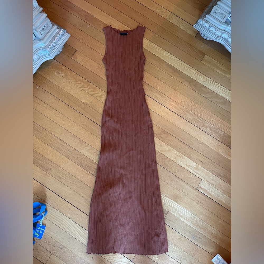 Maternity ribbed midi dress with split at back